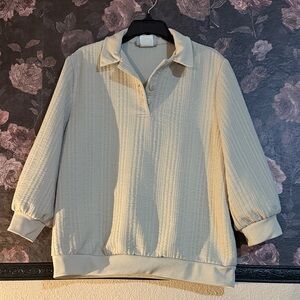 Blair Beige Ribbed Knit Top